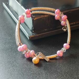 Memory wire freshwater pearl bracelet